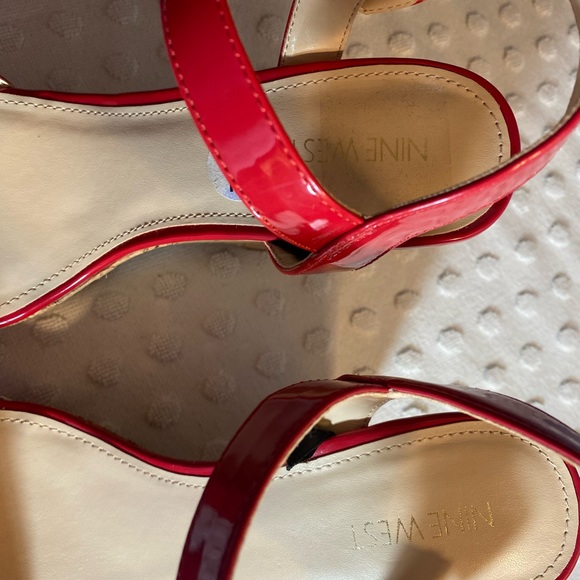 NINE WEST Red Patent Leather Cork Wedge - Picture 8 of 16